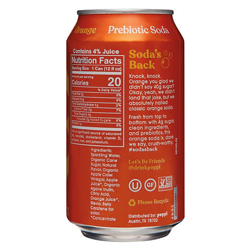 Poppi Orange Flavor Soda Can, 12 fl oz